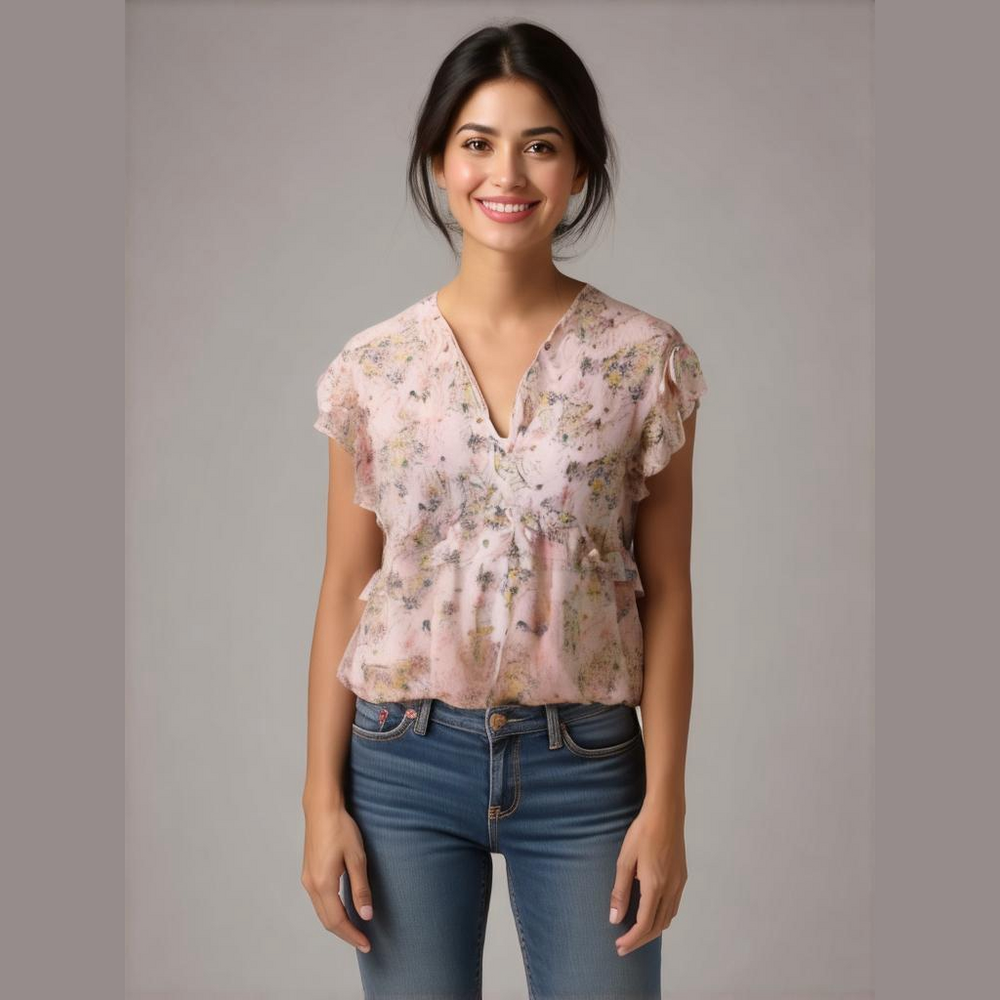 Women Jessica Simpson Floral Blouse Pink M